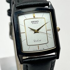 SEIKO DOLCE 9521-5200 Square Rectangular Gray Dial Quartz Vintage Men's Watch
