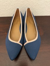 Vionic Dahlia Knit Pointed Toe Ballet Flats Navy Pink Trim Size 8.5 New