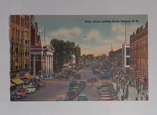 Main Street Looking South Nashua NH Vintage Cars Wingate's Drug Store Postcard