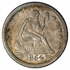 1854 Seated Liberty Quarter 25C Raw