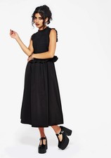 NEW Disturbia Womens Smocked Bodice Dress US 14 Black Gothic Vibe, with tags 