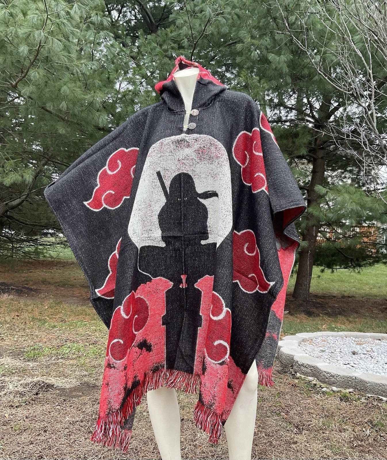 HANDMADE ALPACA PONCHO, The Akatsuki Cloud Ninja, Soft And Warm, Naruto