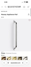 Rejuvenation Massey Appliance Pull, 12"- Polished Chrome