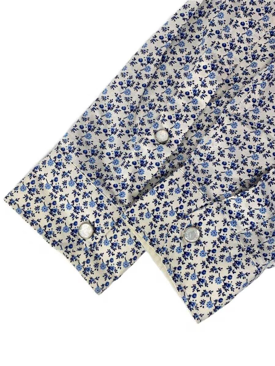 GUCCI Long Sleeve Shirt, Size 38, Cotton, Blue, Floral Print, 266410 Z7748 thumbnail 6