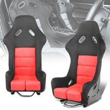 2 Pcs Leftright Fiberglass Fixed Position Racing Bucket Seats W Sliders Red