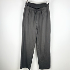 Skims Cotton Double Waistband Wide Leg Pants Womens XS Charcoal Lounge Fine Wale