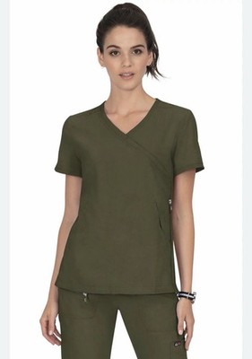 Koi Lite 2X Olive Green Philosophy Slim Fit Performance Top for Women