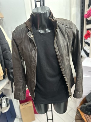 Promod Brown Leather Jacket Woman Size 42 LLV1776