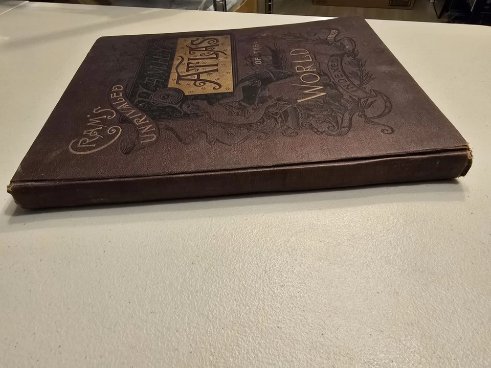 1889 Cram's Unrivaled Family Atlas of The World Colored Maps Indexed US Cities - Image 4 of 4