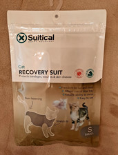 Suitical Pet Surgery Recovery Suit for Cats Soft Cotton Black Camo Small