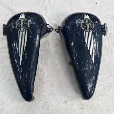 1970 s-80 s Set HARLEY Shovelhead Fx Split Fuel Gas Tank 3.5 Gallon Silver Eagle