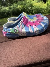 Crocs Classic Fleece Lined Men 6 Women 8, Tie Dye Clog
