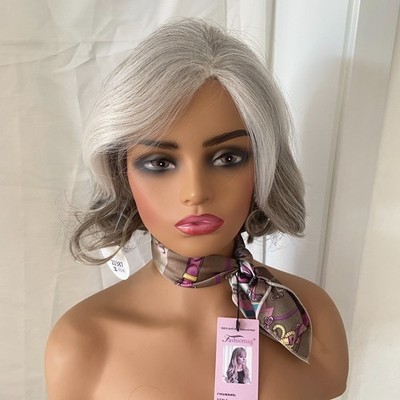 Short Slivery Gray Mix Synthetic Hair Wigs Women Soft Natural Grandma Wigs US