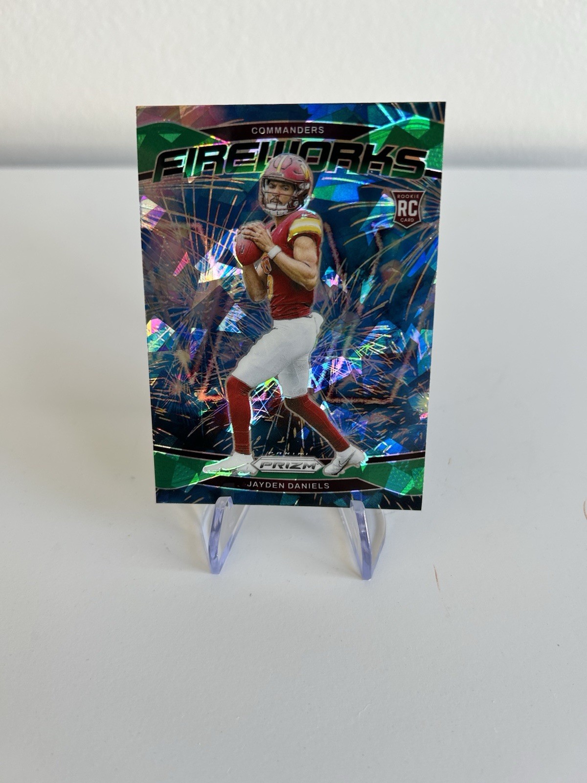 2024 Panini Prizm - Fireworks Jayden Daniels #24 Green Prizm (RC)