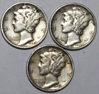 (3) Mercury Dimes - VF/XF - 1945D 1945P 1945S - #0480D