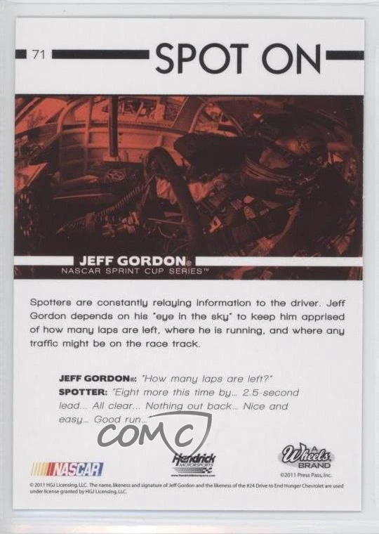 2011 Wheels Main Event Spot On Jeff Gordon #71 HOF - Image 2 of 2