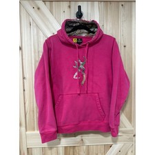 Browning Womens Pink Camo Buckmark Logo Hoodie Sweatshirt Xl