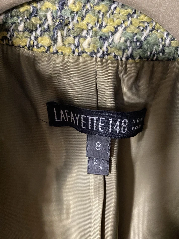 Chaqueta Blazer Lafayette 148 New York Para Mujer 8 Verde Mezcla Lana Forrada Carrera Foto 2 de 4