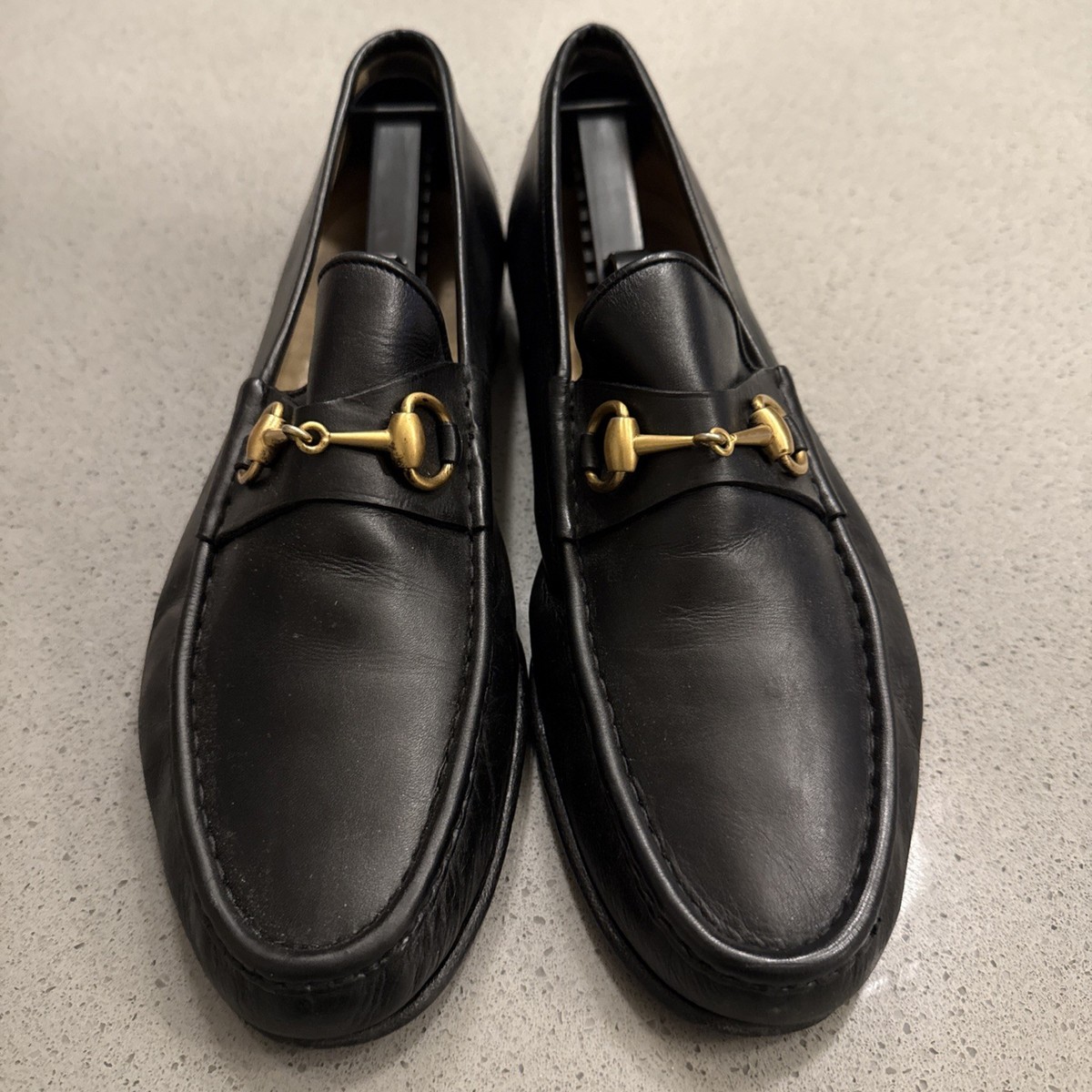 $500 !! GUCCI MEN TOM FORD BLACK LEATHER HORSE BITS LOAFER SHOES