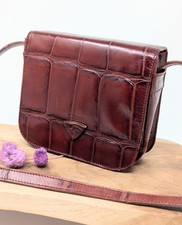 JOOP! Vintage Leder Umhängetasche Braun Croco Optik – kleine Schultertasche