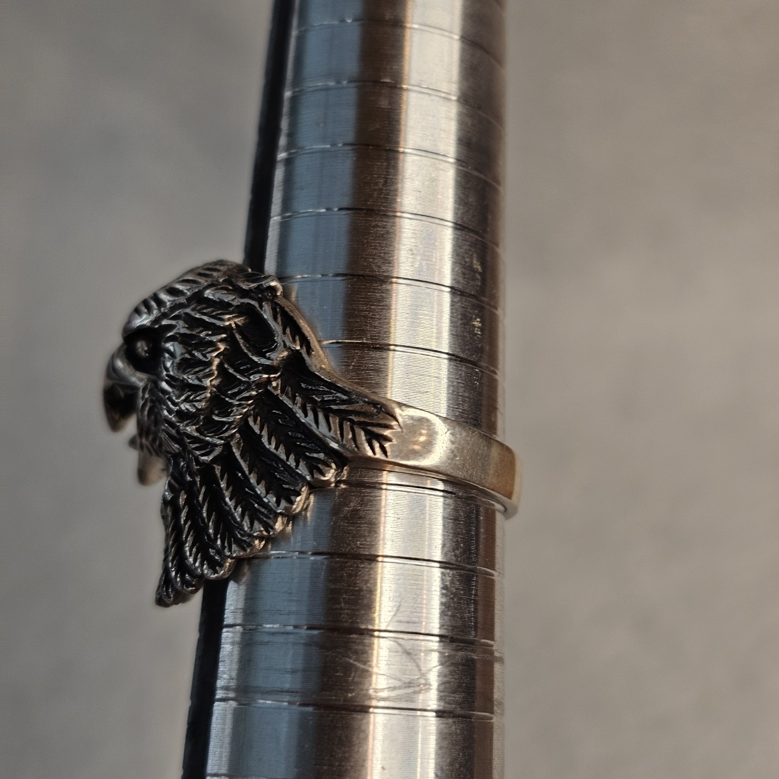 Men’s Solid Sterling Silver 3D Eagle Head Ring Si… - image 9