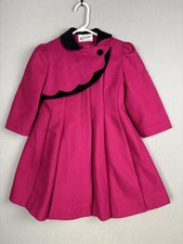 Vintage Rothschild Coat Girls 6X Pink Wool Blend Velvet Trim Union Made USA 90s