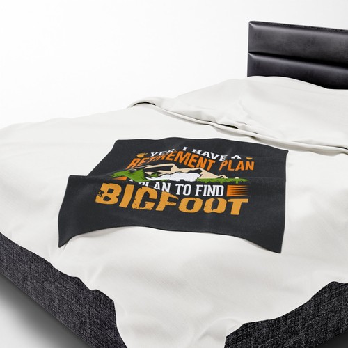 I Have A Retirement I Plan Find Bigfoot Velveteen Plush Blanket Throw - Picture 13 of 22