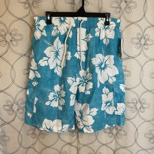 NWT Men s SURF AVENUE Swim Trunks /Board Shorts Pockets Floral Blue Size Large