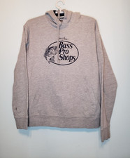 Bass Pro Shops Mens Sz M Hoodie Gray Long Sleeve Pockets Logo Johnny Morris