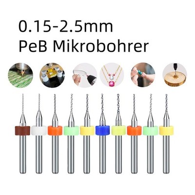 0,15mm - 2,5mm Micro Hartmetallbohrer PCB Mikrobohrer Schaftfräser Fräser Bohrer