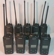 Lot of 9 SAMCOM FPCN10A UHF Handheld 2-Way Radio,  Charger, Shoulder Mic