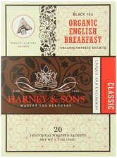 Organic English Breakfast | 20 Wrapped Sachets, 20 Count Pack of 6, 100% Pure Bl