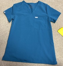 Figs Women's Scrub Top XS Catarina One Pocket V Neck Pacific Blue PO 2133