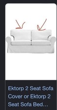 IKEA Ektorp Two Seater Sofa Bed Covers - 2 Upper Back Covers ONLY - White
