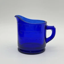 Vintage Cobalt Blue Depression Glass 1 Cup Measuring Pitcher