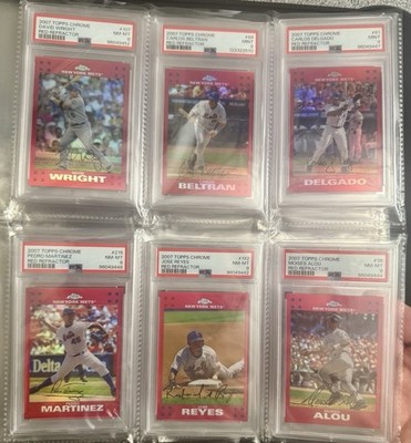 2007 Topps Chrome PSA 8+ New York Mets Complete Team Set Red Refractor /99 Lot