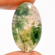 100 Natural Moss Agate Oval Shape Cabochon Gemstone 26 Ct. 28X18X6 mm A-37549