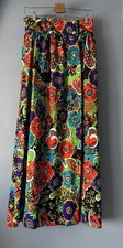 Vintage 1970s Psychedelic Abstract Floral Pattern Maxi Skirt M