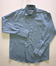 Perry Ellis Portfolio Mens 100 Cotton Wrinkle Free Blue Shirt L - 16.5 32/33