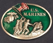US Marines 1982 Belt Buckle, Metal and Enamel in Excellent Condition