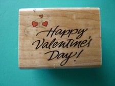 Happy Valentine's Day Phrase with Heart Swirls HERO ARTS Rubber Stamp