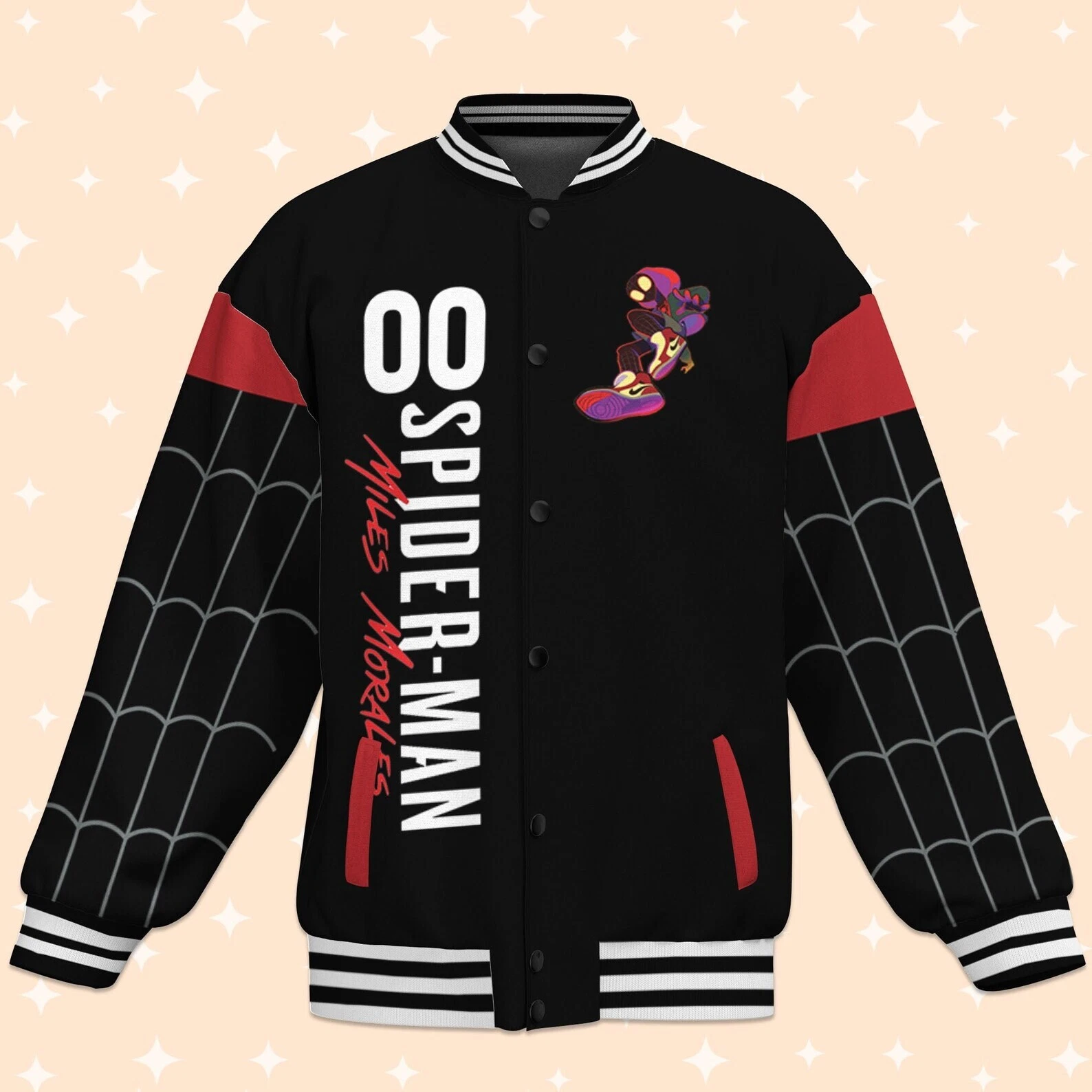 Custom Spiderman Miles Morales Fun Baseball Jacket, Baseball Outfit
