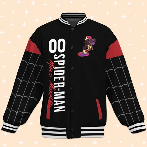 Custom Spiderman Miles Morales Fun Baseball Jacket, Baseball Outfit