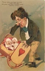 1908 Father Squalling Babies Comic Humor artist impression Postcard 22-8400