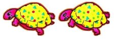 turtle fabric applique iron on not embroidered 2.5 inch yellow USA made