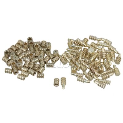 50 Pieces Gold Dining Table Top Leaf Alignment Pins with Sockets 8x20mm