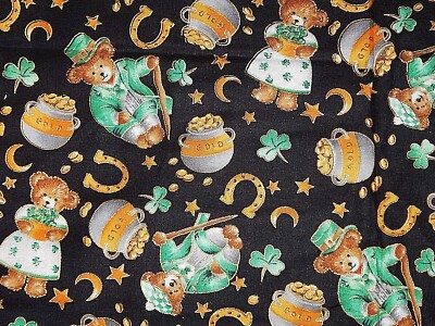 Timeless Treasures St. Patrick's Day Leprechaun Bear Fabric  2000 BTHY