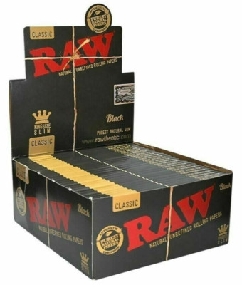 RAW BLACK CLASSIC KING SIZE Blättchen Slim Natural Unrefined Skins UK 5-50