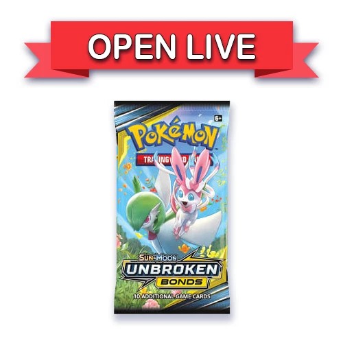 Open Live 1 Pack X Pokemon TCG Sun & Moon Unbroken Bonds Booster Pack English