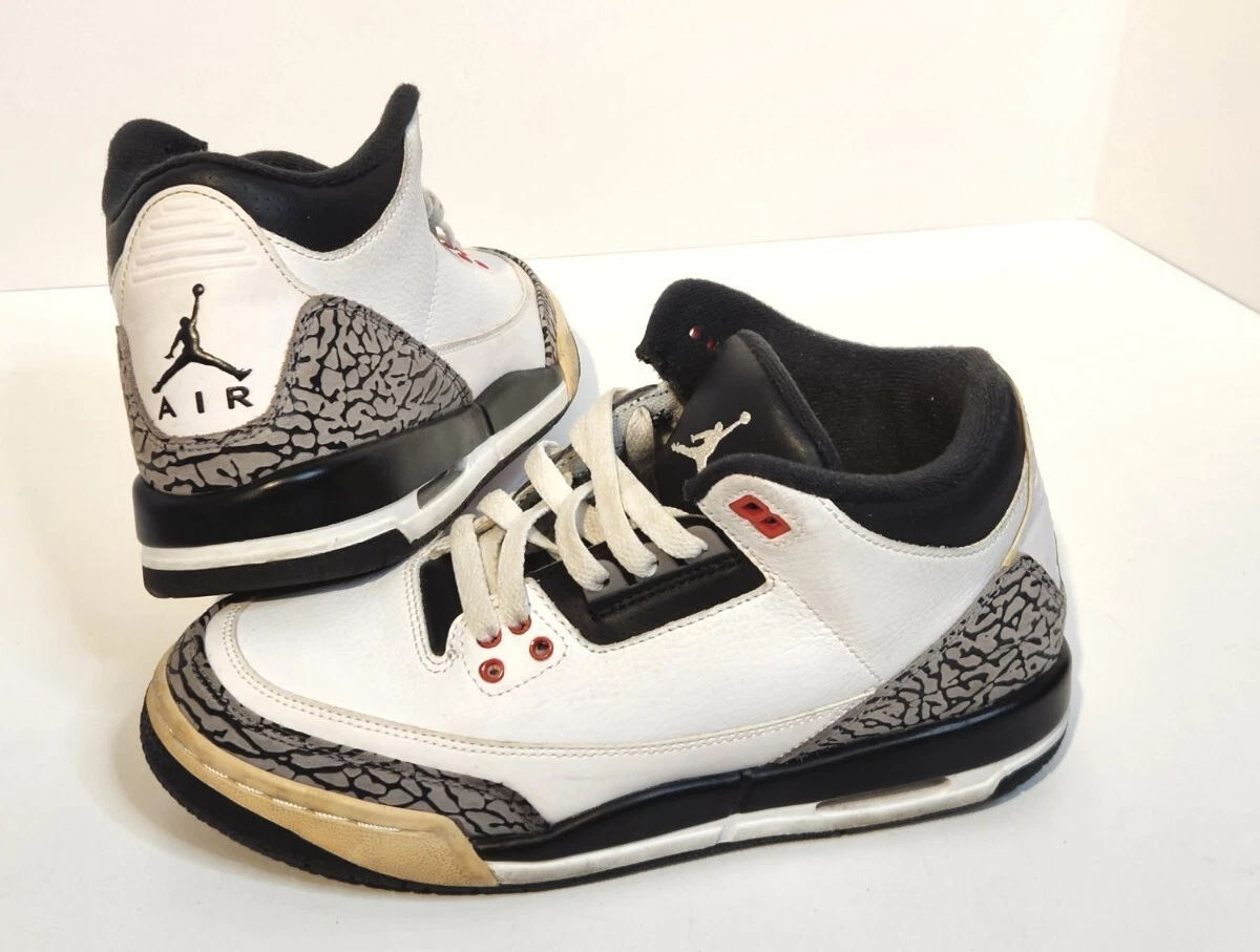 Nike Air Jordan 3 Retro Infrared White Cement 23 GS Kids Size 6.5Y